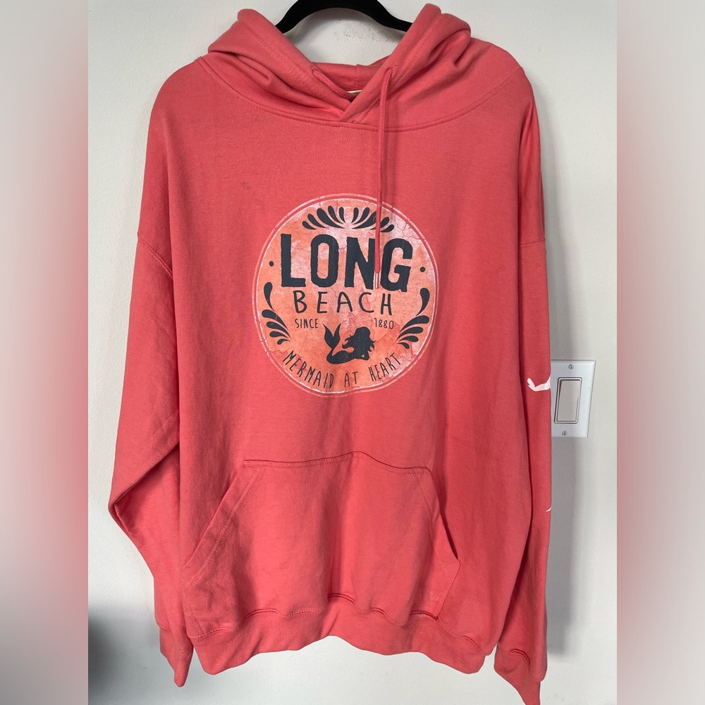 NWT Retro Vision Women Fleece Hoodie Size XL Pink Long Beach